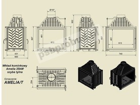 Wkład kominkowy Amelia 25 kW tunel