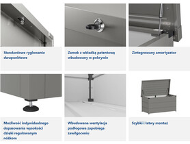 Hormann Juno duża metalowa skrzynia ogrodowa balkonowa tarasowa zamykana schowek antracyt RAL 7016