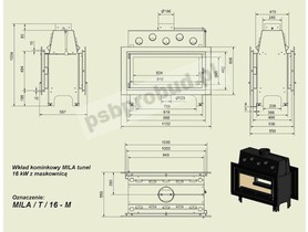 Wkład kominkowy Mila 16 kW tunel